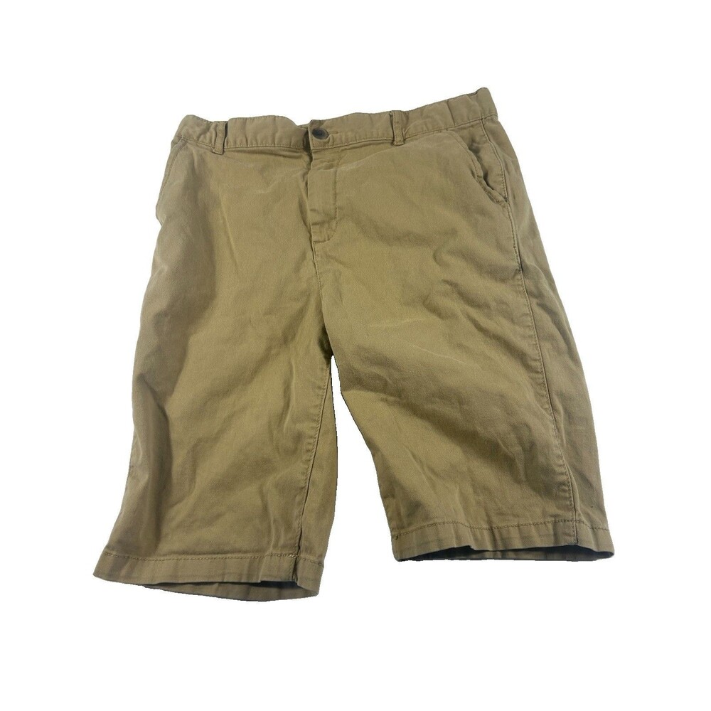 Teen's Khaki Chino Shorts Stretch Flat Front Casual Cotton Blend Beige
